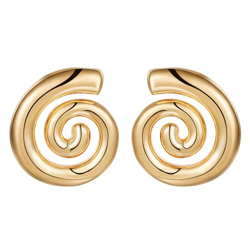 Halora Chunky Tropfen Ohrringe Gold Goldene Statement Vintage Ohrringe Spiral Drop Dangle Earrings Damen von Halora