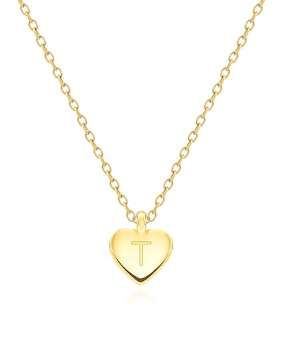 Halora Gold Initial Halskette, Buchstabe T Halskette Herz Alphabet Anhänger Halskette für Frauen Mädchen Trendy Geschenk-Schmuck von Halora