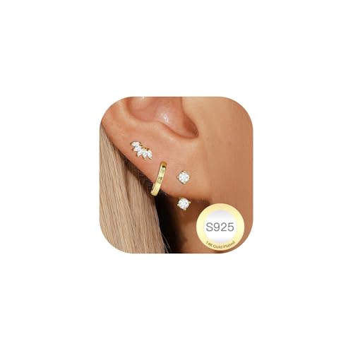 Halora Ohrringe Gold Damen Kleine Creolen Ohrstecker Gold Set Hypoallergen Stapelbar Goldene Ohrringe Stecker Creolen Gifts Wujiao Earrings for Women von Halora