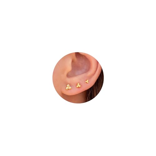 Halora Ohrringe Stecker Klein Set Damen Goldene Herz Für Mehrere Ohrlöcher Trio Sphere Earrings for Women von Halora