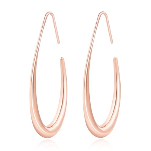 Halora Ohrringe Rose Gold Creolen Tropfen Ohrringe Chunky Rose Gold Hoops Drop Dangel Earrings Damen von Halora