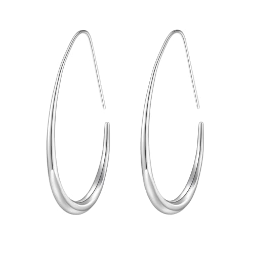 Halora Ohrringe Silber Creolen Silver Tropfen Ohrringe Damen Chunky Silver Hoops Drop Dangle Earrings von Halora