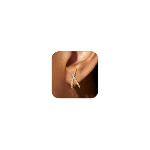 Halora Ohrstecker Gold Ohrringe Stecker Damen Goldene Klein Ohrringe Earrings for Women Schmuck Double Zirkonia Gold von Halora