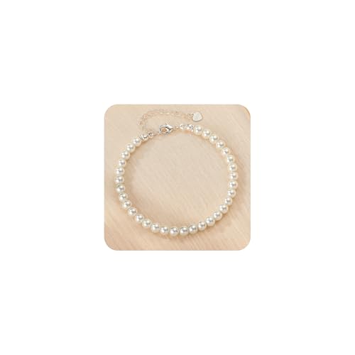 Halora Perlenarmband Damen, Armband Damen Silber Perlen Armbänder Perlenschmuck Geschenk Bracelet Women, Stil E von Halora