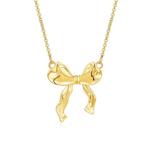 Halora Gold Bow Necklace for Women Girls, Schleifen Halskette Für Frauen Damen, Bow Ribbon Necklace Schmuck Jewelry Gift von Halora