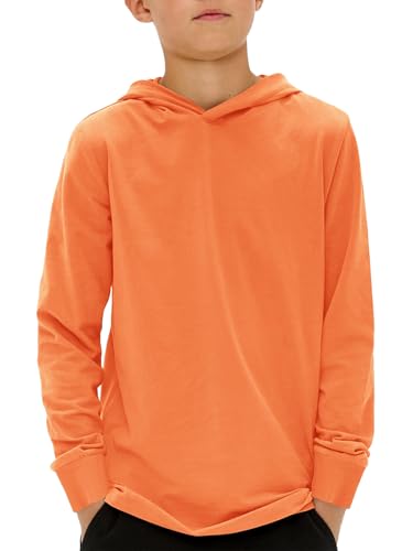 Haloumoning Jungen Kapuzenpullover Langarm Einfarbig Hoodie Kinder Regular Fit Basic Hooded Sweatshirt 5-14 Jahre, Orange, 7-8 Jahre von Haloumoning