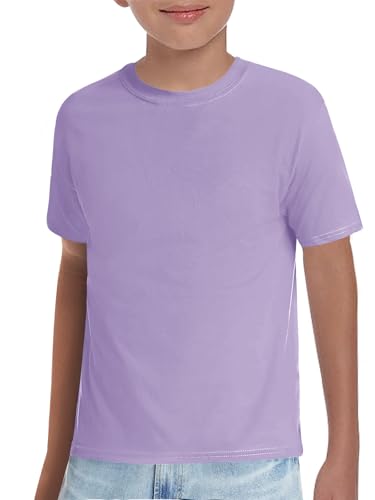 Haloumoning Jungen T-Shirt Kinder Kurzarm Rundhals Oberteile Sommer Einfarbig Tops Basic Freizeit Shirts Lila 160 von Haloumoning