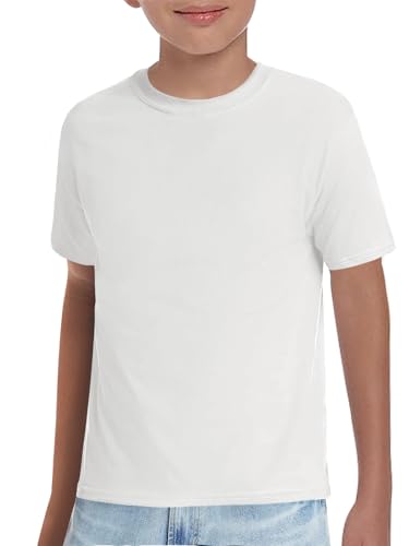 Haloumoning Jungen T-Shirt Kinder Kurzarm Rundhals Oberteile Sommer Einfarbig Tops Basic Freizeit Shirts Weiß 140 von Haloumoning