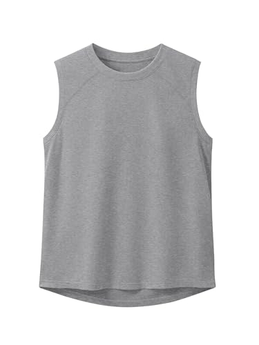 Haloumoning Jungen Tank Top Ärmellos T-Shirts Einfarbige Feinripp Unterhemd Kinder Sommer Sport Freizeit Basic Tops,Grau,8-10 Jahre von Haloumoning