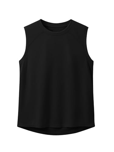 Haloumoning Jungen Tank Top Ärmellos T-Shirts Einfarbige Feinripp Unterhemd Kinder Sommer Sport Freizeit Basic Tops,Schwarz,10-12 Jahre von Haloumoning