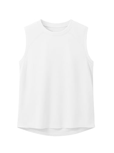Haloumoning Jungen Tank Top Ärmellos T-Shirts Einfarbige Feinripp Unterhemd Kinder Sommer Sport Freizeit Basic Tops,Weiß,8-10 Jahre von Haloumoning
