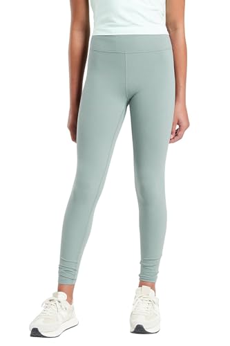 Haloumoning Leggings Mädchen Yogahose Einfarbig Jogginghose Laufhose Sporthose Trainninghose Basic Elastisch Blickdichte Hose für Kinder Grün 11-12Jahre von Haloumoning