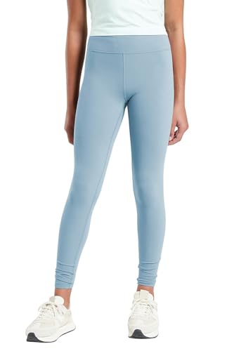 Haloumoning Leggings Mädchen Yogahose Einfarbig Jogginghose Laufhose Sporthose Trainninghose Basic Elastisch Blickdichte Hose für Kinder Hellblau 13-14Jahre von Haloumoning