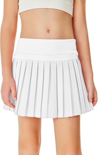 Haloumoning Röcke Mädchen Tennisrock Kinder Golf Skorts Plissierte Skater Sommer Sportrock mit Taschen Innenhose, Weiß, 9-10 Jahre Haloumoning Röcke Mädchen Tennisrock Kinder Golf Skorts Plissierte Skater Sommer Sportrock mit Taschen Innenhose, Weiß, 9-10 Jahre von Haloumoning