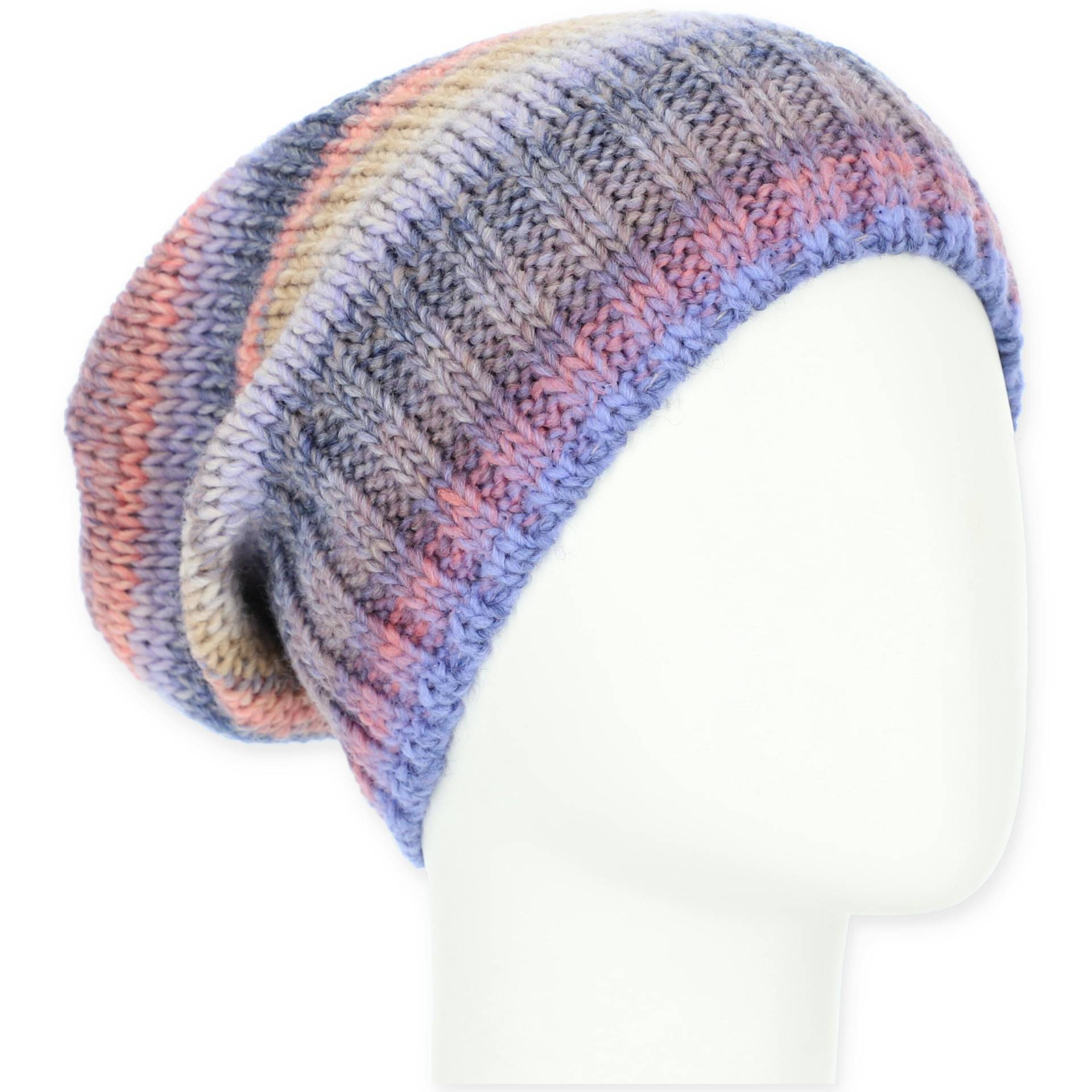 Halsüberkopf Accessoires - Beanie Rippe BW-Fleece innen flieder - Gr. - OS von Halsüberkopf Accessoires