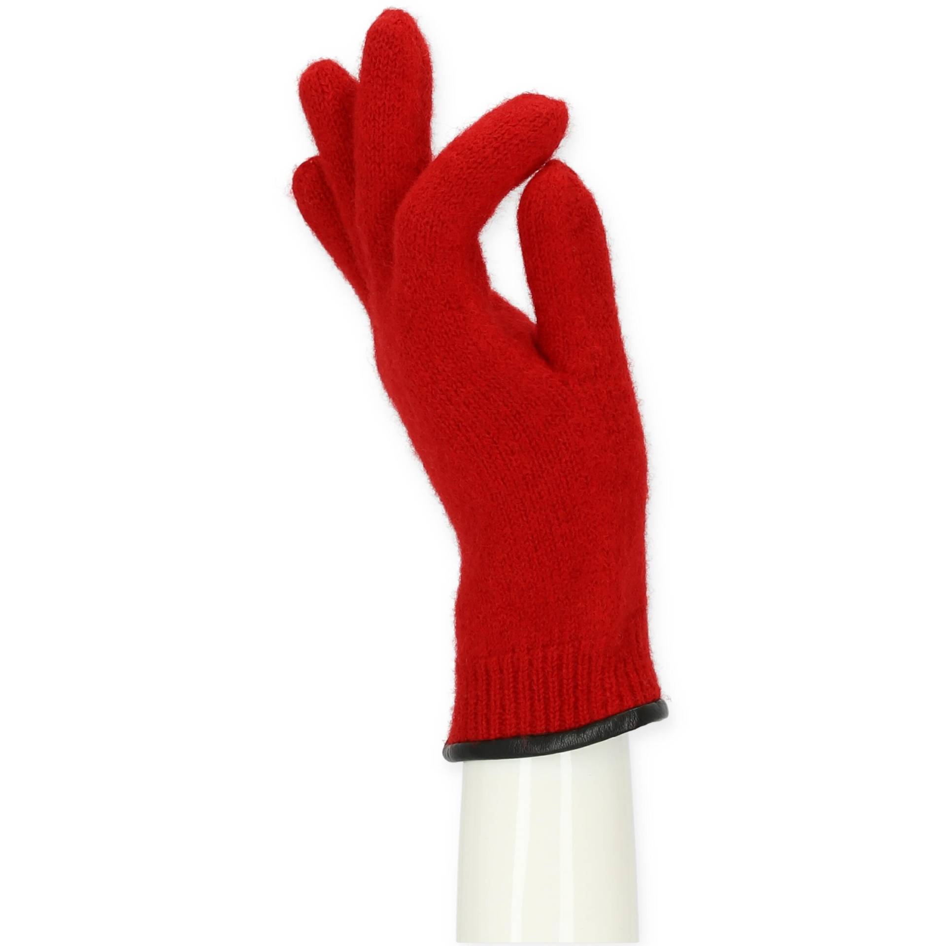 Halsüberkopf Accessoires - Fingerhandschuh Damen mit Lederkante rot - Gr. - 7 von Halsüberkopf Accessoires