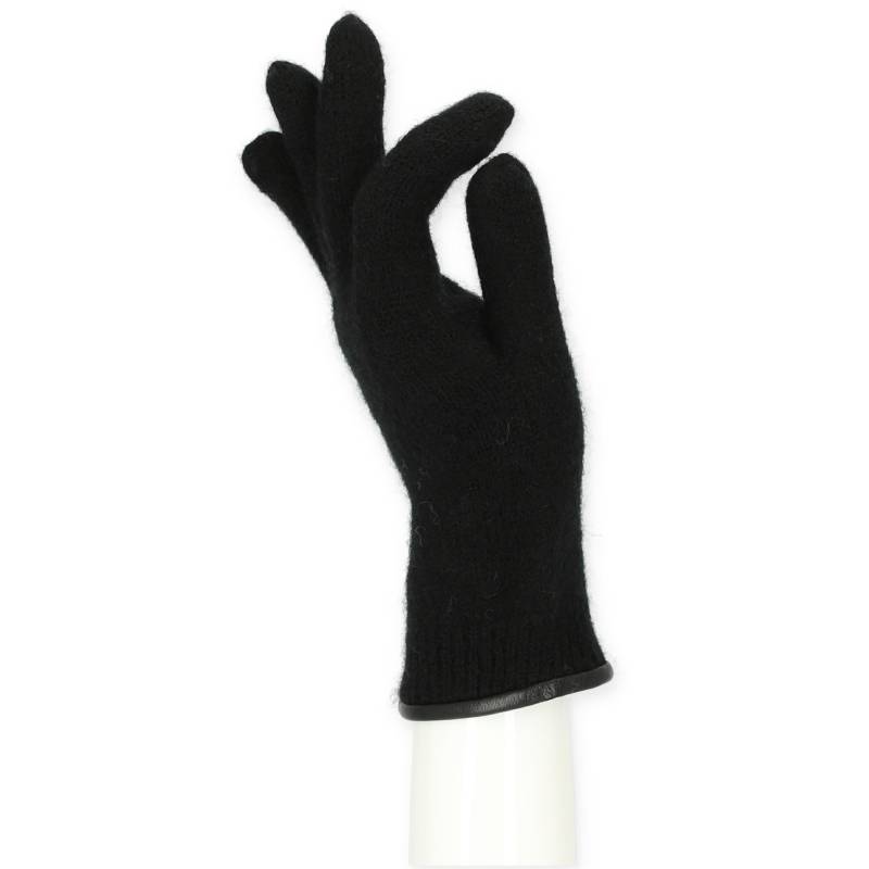 Halsüberkopf Accessoires - Fingerhandschuh Damen mit Lederkante schwarz - Gr. - 7.5 von Halsüberkopf Accessoires