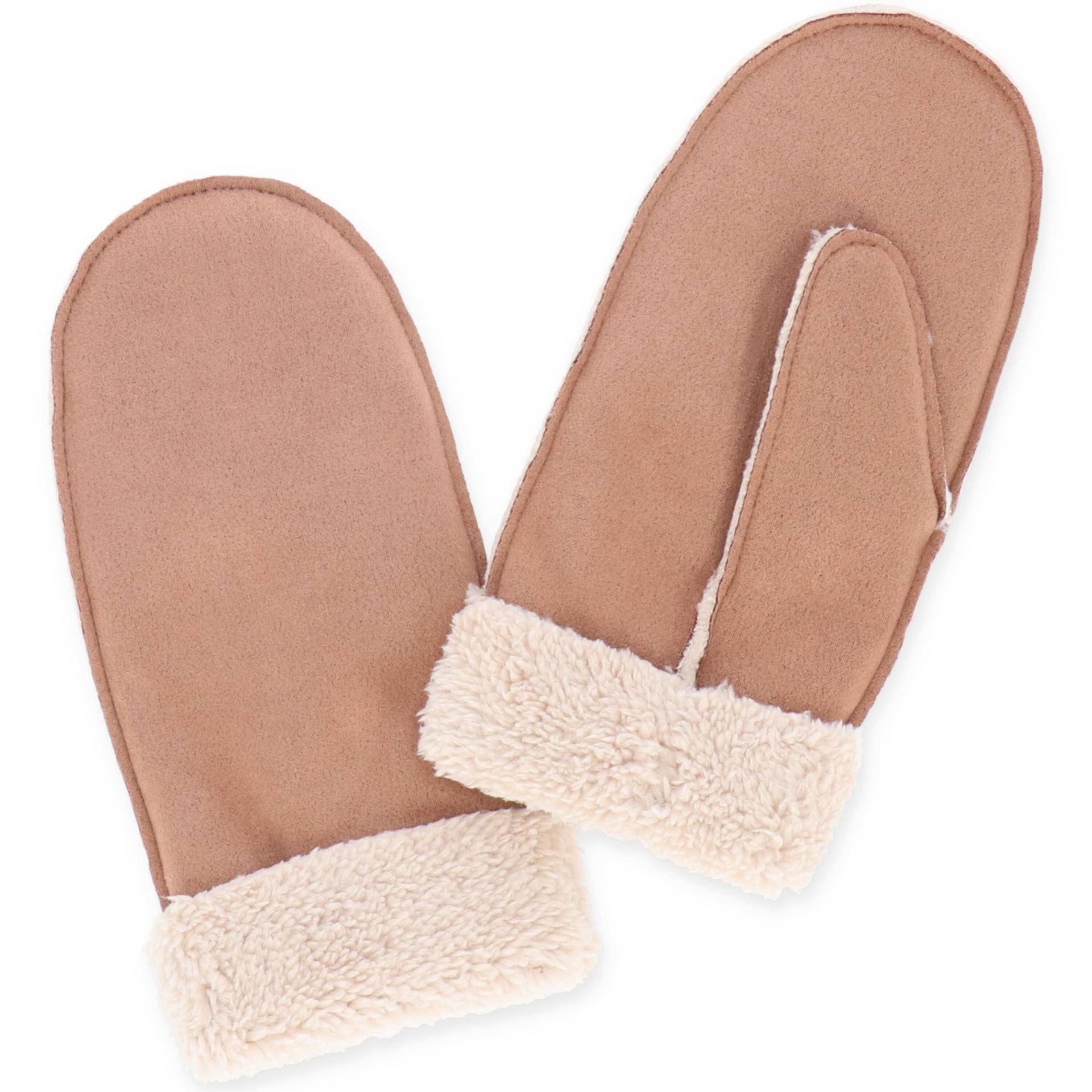 Halsüberkopf Accessoires - Handschuhe Lammfelloptik camel - Gr. - OS von Halsüberkopf Accessoires