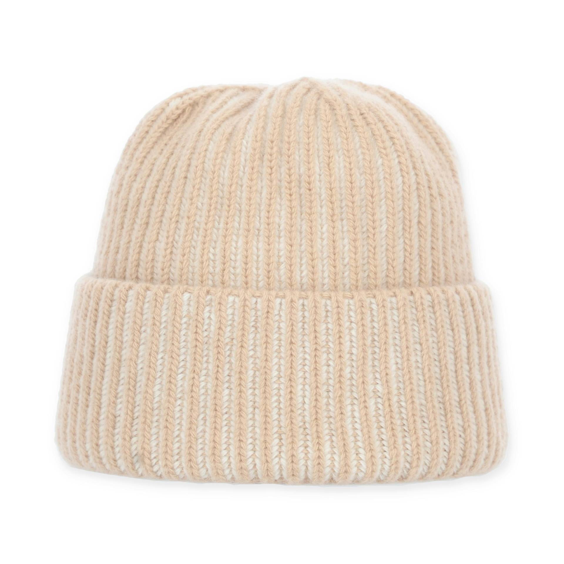 Halsüberkopf Accessoires - Mütze Rip Umsch Streifen 2-farbig camel - Gr. - OS von Halsüberkopf Accessoires