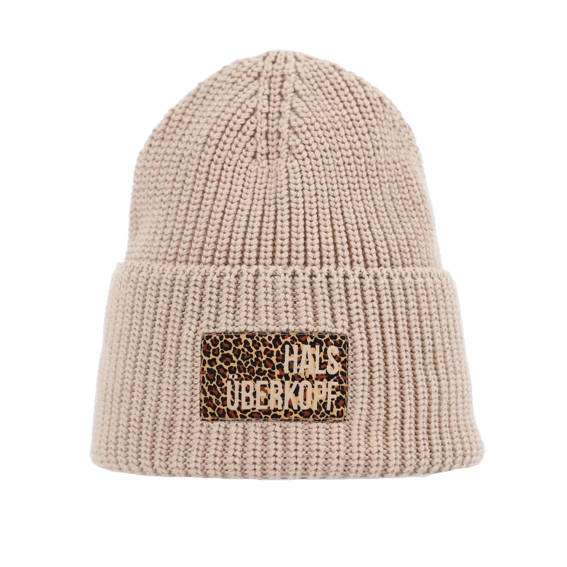 Halsüberkopf Accessoires - Mütze uni + Leo Batch + Hük Schriftzug beige - Gr. - OS von Halsüberkopf Accessoires