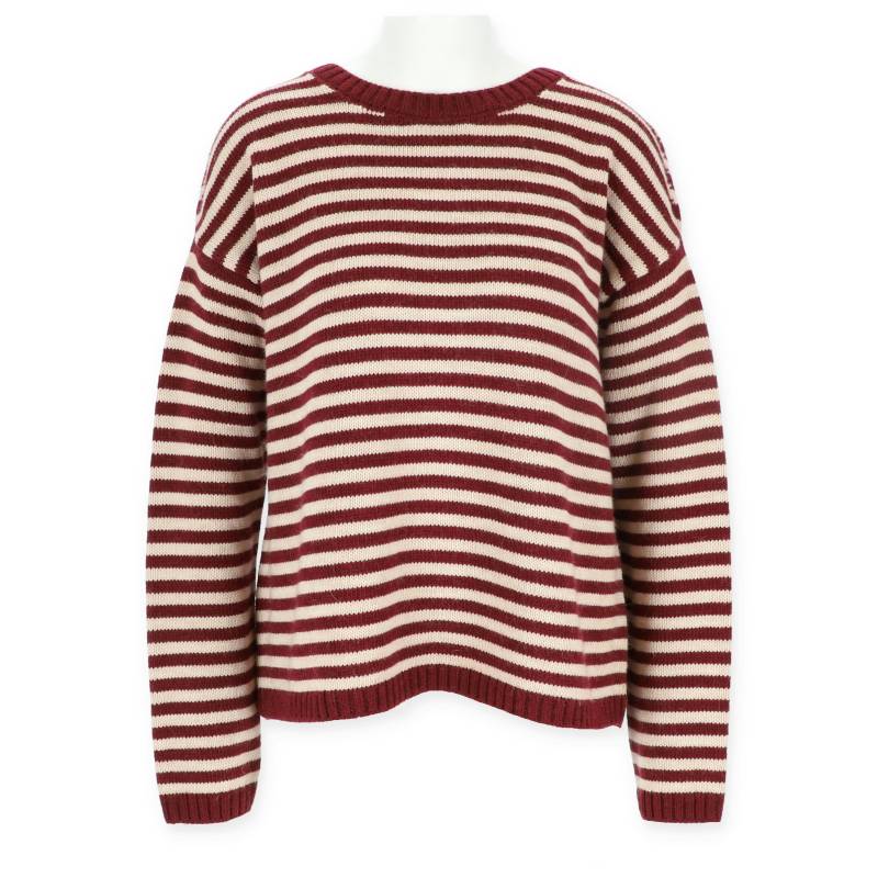 Halsüberkopf Accessoires - Pullover Rundhals Streifen bordeau - Gr. - l von Halsüberkopf Accessoires