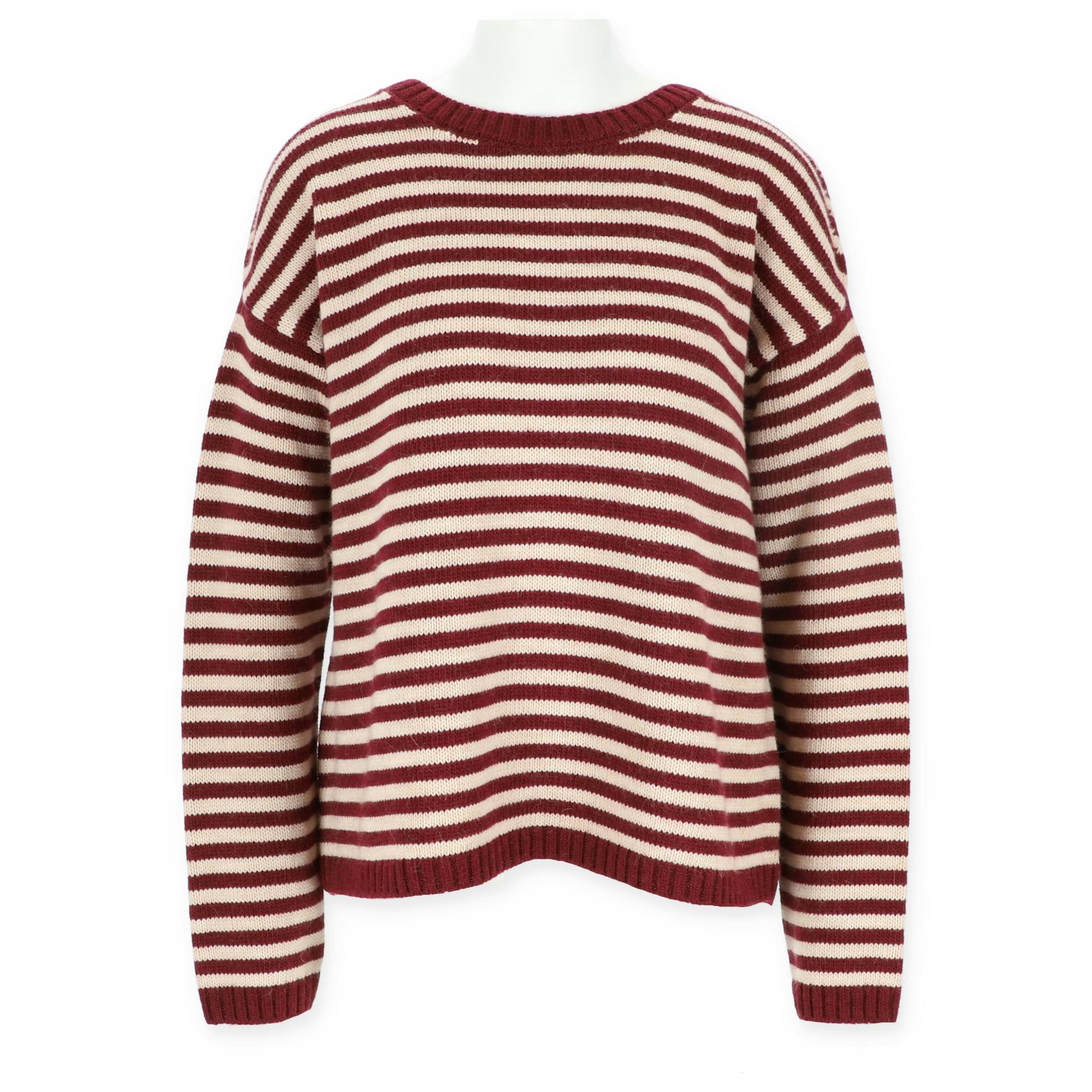 Halsüberkopf Accessoires - Pullover Rundhals Streifen bordeau - Gr. - xs von Halsüberkopf Accessoires