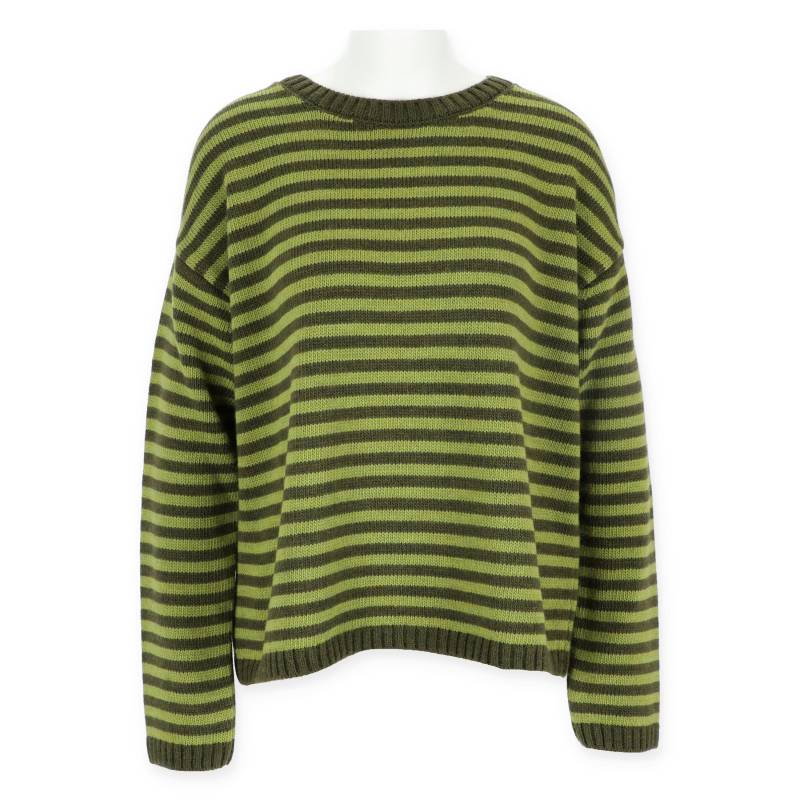 Halsüberkopf Accessoires - Pullover Rundhals Streifen khaki - Gr. - m von Halsüberkopf Accessoires