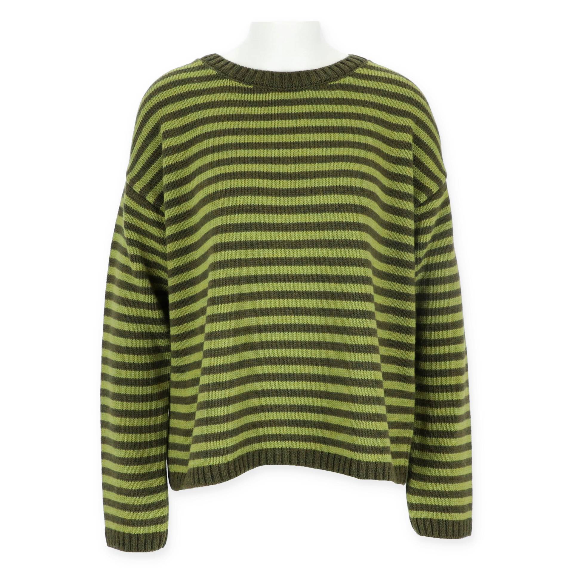 Halsüberkopf Accessoires - Pullover Rundhals Streifen khaki - Gr. - s von Halsüberkopf Accessoires