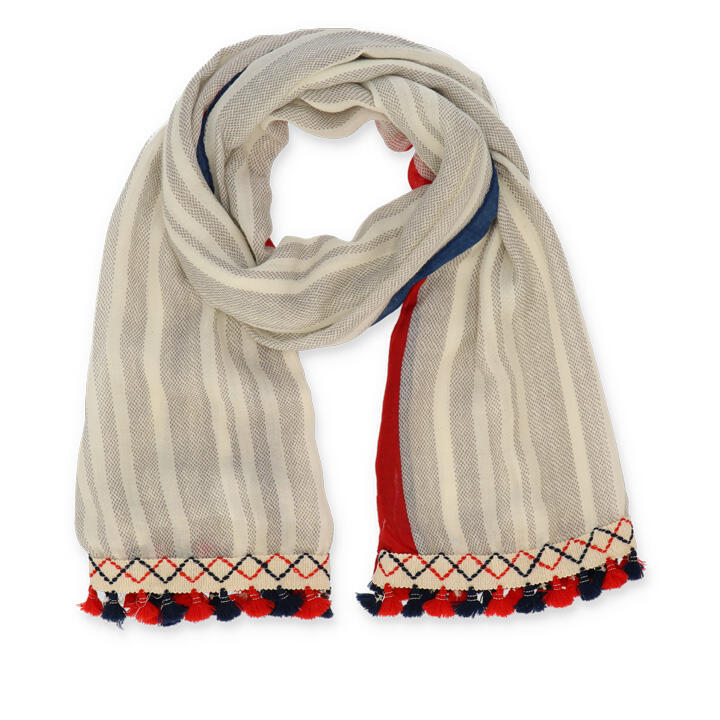 Halsüberkopf Accessoires - Schal Streifen mit Trotteln 90x180cm rot - Gr. - OS von Halsüberkopf Accessoires