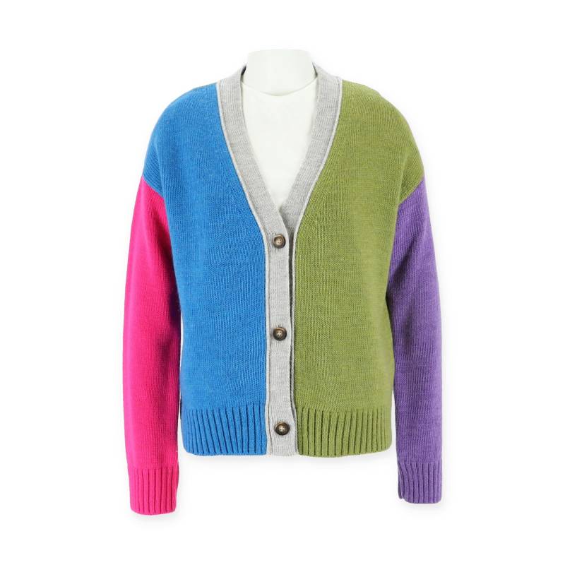 Halsüberkopf Accessoires - Strickjacke Col Block V-Aus 1/1 Arm multi1 - Gr. - m von Halsüberkopf Accessoires