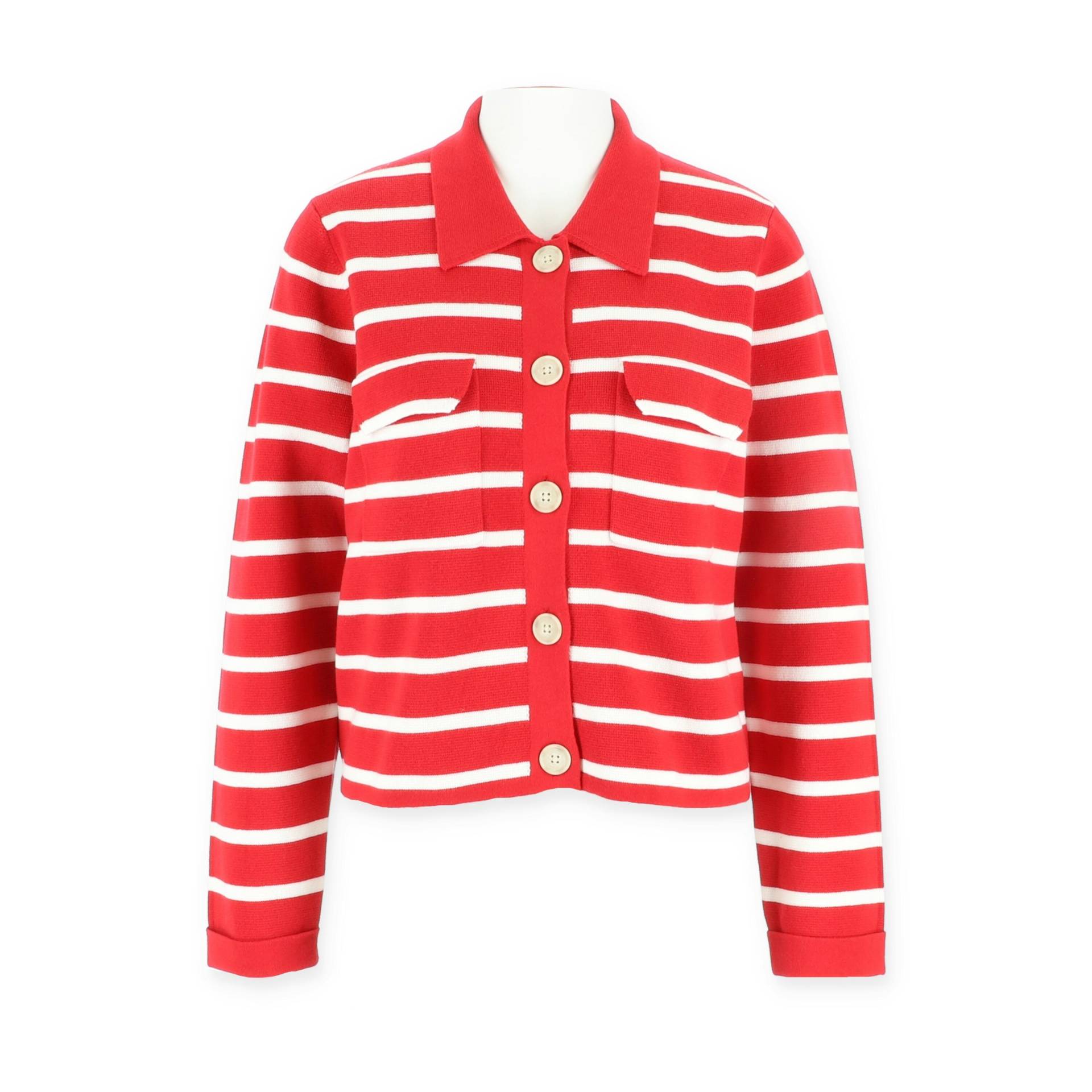 Halsüberkopf Accessoires - Strickjacke Streifen rot - Gr. - xl von Halsüberkopf Accessoires