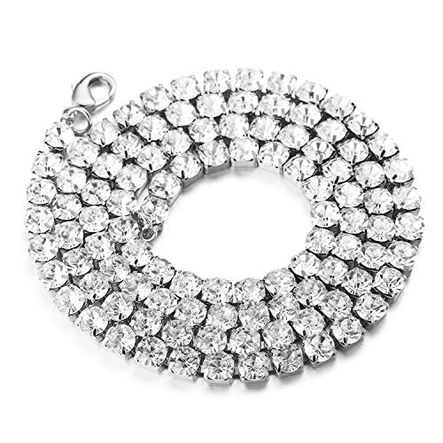 Halukakah Goldkette Herren Iced Out,3MM Herren Baby-Tennis-Kette Halsband Halskette 20In(50cm) in Platin überzogen Weißgold,Volle Cz Diamant Schnitt Zinken-Set,Geschenk für Ihn von Halukakah