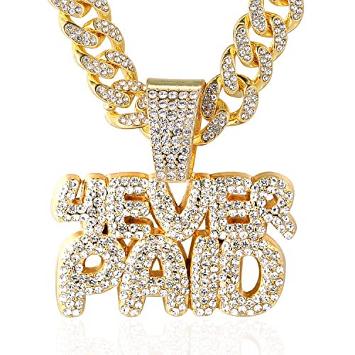 Halukakah ● 4EVER PAID ● Goldkette für Herren 18k Echtgold PlattiertIced Out Anhänger Halskette,Volle Cz-Labordiamanten Zinken-Set,14mm Kubanische Gliederkette 45cm,Kostenlose Geschenkbox Halukakah ● 4EVER PAID ● Goldkette für Herren 18k Echtgold PlattiertIced Out Anhänger Halskette,Volle Cz-Labordiamanten Zinken-Set,14mm Kubanische Gliederkette 45cm,Kostenlose Geschenkbox von Halukakah