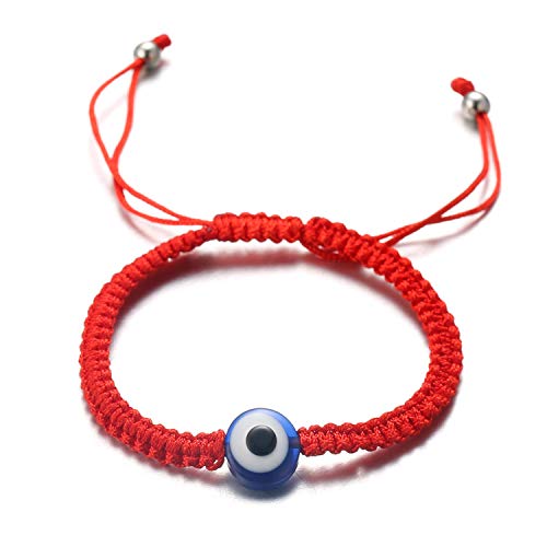 Halukakah Böser Blick Armband für Frauen Männer Handgemachtes Geflecht Rote Schnur Blaues Auge Handgemachtes Geflecht Armband Größe Einstellbar Schutz Mal de Ojo Schmuck mit KOSTENLOSER Geschenkbox von Halukakah