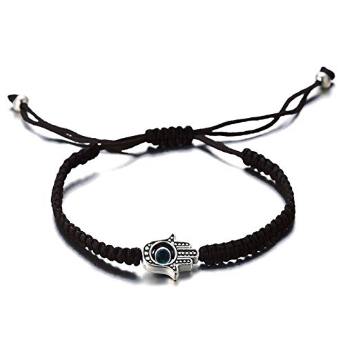 Halukakah Böser Blick Armband für Frauen Männer Handgemachtes Geflecht Schwarz Schnur Hamsa Hand Blaues Auge Handgemachtes Geflecht Armband Größe Einstellbar Schutz Mal de Ojo Schmuck Geschenkbox von Halukakah