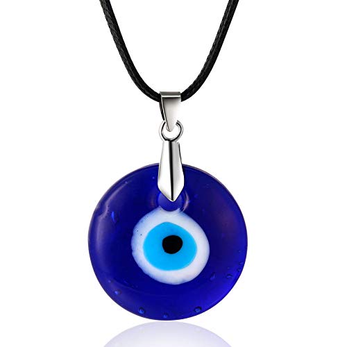 Halukakah Böser Blick Halskette für Männer Frauen,Saphir Harz Blaues Auge Anhänger Wachsseil Handgemachtes Schutz Mal de Ojo Schmuck mit KOSTENLOSER Geschenkbox von Halukakah