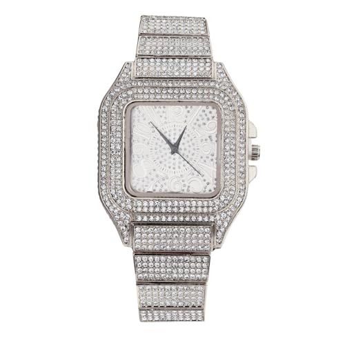 Halukakah Diamanten Gold Uhr Iced Out,Herren Platin Weißgold Plattiert Zifferblatt mit Arabischen Zahlen Quarz 22cm,Kommt mit Geschenkbox Halukakah Diamanten Gold Uhr Iced Out,Herren Platin Weißgold Plattiert Zifferblatt mit Arabischen Zahlen Quarz 22cm,Kommt mit Geschenkbox von Halukakah