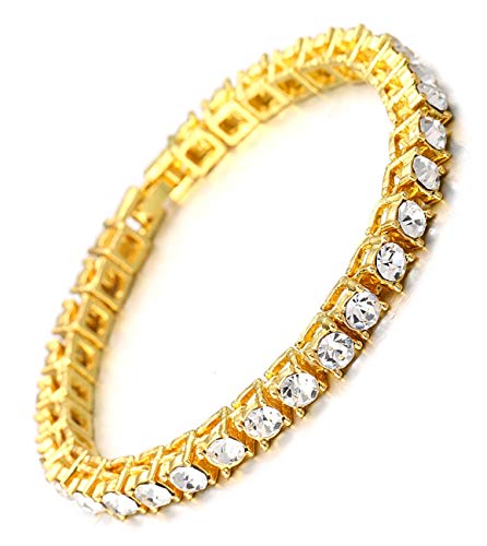 Halukakah Herren Goldkette Iced Out,5.5MM Herren Tenniskette 18 Karat Echt Vergoldetes Armband 20cm,Labordiamant Zinken-Set,Geschenk für Ihn von Halukakah