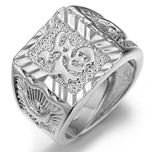 Halukakah ● Gold Segne Alle ● Männlich Platin Weißgold Überzogen Kanji Ring Glück Größe Verstellbar mit KOSTENLOSER Geschenkpackung von Halukakah