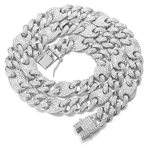 Halukakah Herren Goldkette Iced Out,13MM Männer Kaffeebohne Kubanische Kette Miami Platin überzogen Weißgold Halsband Halskette 60cm,Volle Cz Diamant Schnitt Zinken-Set,Geschenk für Ihn Halukakah Herren Goldkette Iced Out,13MM Männer Kaffeebohne Kubanische Kette Miami Platin überzogen Weißgold Halsband Halskette 60cm,Volle Cz Diamant Schnitt Zinken-Set,Geschenk für Ihn von Halukakah