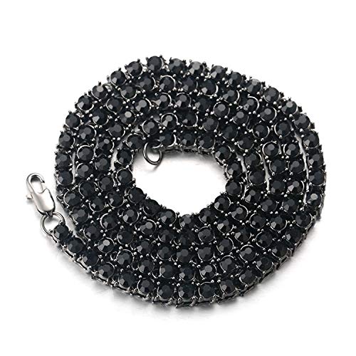 Halukakah Herren Goldkette Iced Out,5.5MM Herren Tenniskette Rhodium Schwarz überzogen Halsband Halskette 45cm,Labordiamant Zinken-Set,Geschenk für Ihn von Halukakah