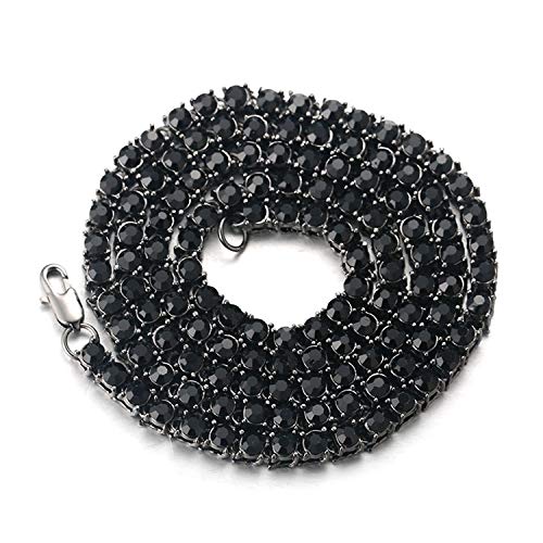 Halukakah Herren Goldkette Iced Out,5.5MM Herren Tenniskette Rhodium Schwarz überzogen Halsband Halskette 55cm,Labordiamant Zinken-Set,Geschenk für Ihn von Halukakah