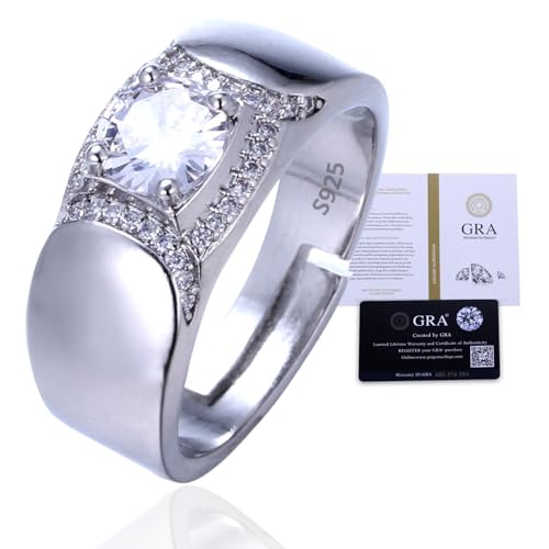 Halukakah Herren Moissanite Ring 925er Sterlingsilber mit 1 Karat Diamant und Zertifikat,2,0ct Luxusschmuck für Verlobungen,Verstellbare Größe,Anmutige Umarmung,für Ehemann,Freund,Jubiläum,Hochzeit Halukakah Herren Moissanite Ring 925er Sterlingsilber mit 1 Karat Diamant und Zertifikat,2,0ct Luxusschmuck für Verlobungen,Verstellbare Größe,Anmutige Umarmung,für Ehemann,Freund,Jubiläum,Hochzeit von Halukakah