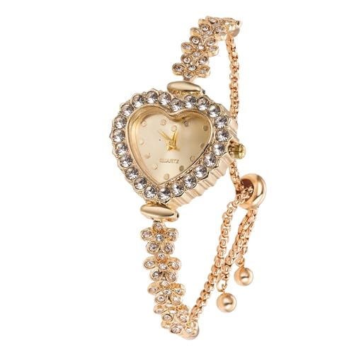 Halukakah Kinder Funkelnde Diamantuhr – 18k Echtgold Plattiert – Herz Zifferblatt – Quarz Edelstahlarmband Verstellbar – Für Mädchen & Jungen Geeignet von Halukakah