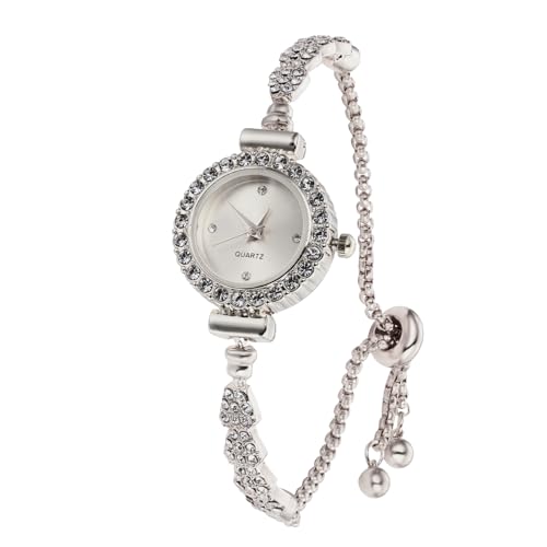 Halukakah Kinder Funkelnde Diamantuhr – Platin Plattiert – Rundes Zifferblatt – Quarz Edelstahlarmband Verstellbar – Für Mädchen & Jungen Geeignet von Halukakah