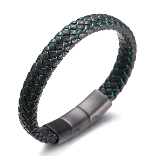 Halukakah Kinder ● Jazz Junior ● Jungen Echtes Leder Handgemachtes Geflecht Schwarz Mix Grün Armband 6-12 Jahre alt. Titan Mattierter Magnetverschluss Größe Einstellbar 18-19.5cm mit Geschenkbox Halukakah Kinder ● Jazz Junior ● Jungen Echtes Leder Handgemachtes Geflecht Schwarz Mix Grün Armband 6-12 Jahre alt. Titan Mattierter Magnetverschluss Größe Einstellbar 18-19.5cm mit Geschenkbox von Halukakah