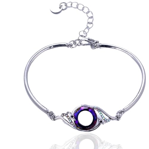 Halukakah PHÖNIX WIEDERGEBURT Platiniert Damenarmband mit Saphirblau Natürlichen Österreichischen Kristallen - Symbol für Glück und Erneuerung.Geschenk für Geburtstag,Jahrestag,Verstellbar 18+5cm von Halukakah