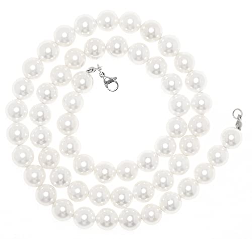 Halukakah Perlenkette Herren 10MM Breite Echte Süßwasser Muschelperlen Hip Hop Rapper Chokerkette 50cm, Geschenk für Ihn von Halukakah