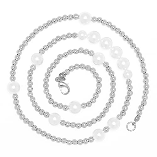 Halukakah Perlenkette Herren 6MM 8MM Größenmix Echte Süßwasser Muschelperlen mischen Platin Weiß Vergoldet Perle 55cm, Geschenk für Ihn von Halukakah