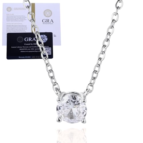 Halukakah Platin Plattiert Moissanite Damen Solitär Anhänger Halskette|Zertifizierter 2.0ct Moissanite|Umweltfreundlicher Handgefertigter Schmuck|Designed in Italien|Längenverstellbar|Für Geburtstag von Halukakah